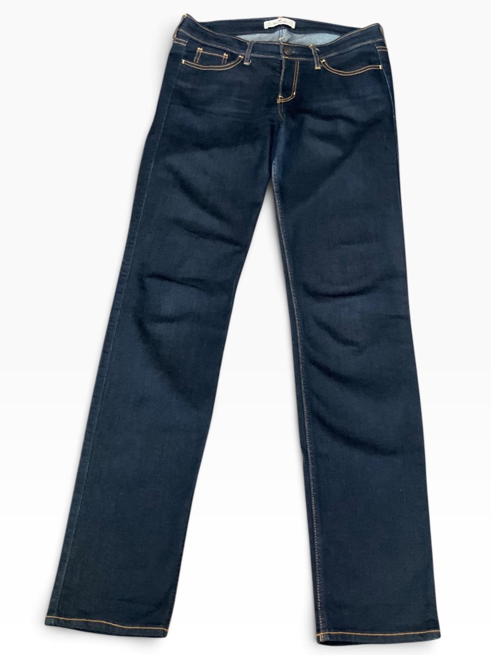 Hollister Womenโs Dark Blue Straight Leg Jeans Size 29 X 34 EUC